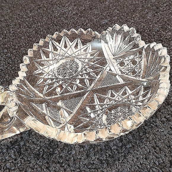 American Brilliant Nappy Cut Glass Dish with Handle 7" Crystal - Picture 7 of 11